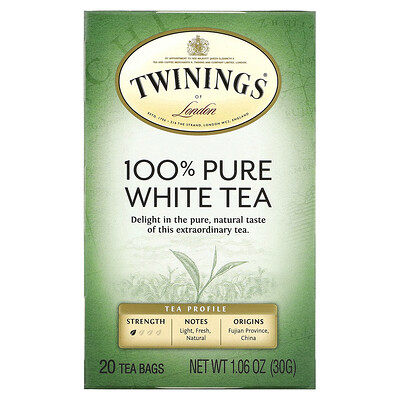 Купить Twinings на 100% чистый белый чай, 20 чайных пакетиков, 30 г (1, 06 унции)