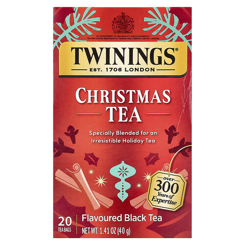 Twinings Flavored Black Tea, Christmas Tea, 20 Tea Bags, 1.41 oz (40 g)