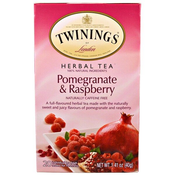 Twinings, Herbal Tea, Pomegranate & Raspberry, Caffeine Free, 20 Tea