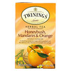 Твайнингс, травяной чай, ханибуш, мандарин и апельсин, без кофеина, 20 чайных пакетиков в индивидуальной упаковке, 40 г (1,41 унции)