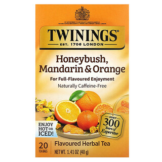 Twinings, Ароматизиран билков чай, Honeybush, мандарина и портокал, без кофеин, 20 пакетчета чай, 1,41 унции (40 g)