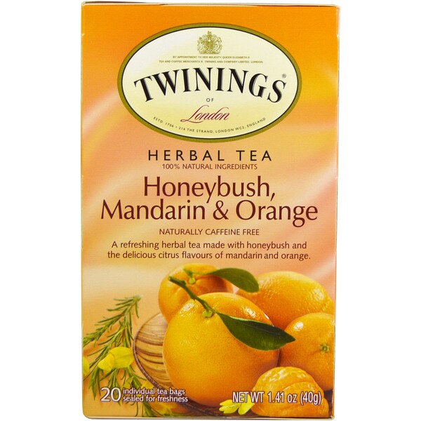 Twinings, Herbal Tea, Honeybush, Mandarin & Orange, Caffeine Free, 20