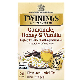 Twinings, Chá de Ervas Com Sabor, Camomila, Mel e Baunilha, Sem Cafeína, 20 Saquinhos de Chá, 32 g (1,13 oz)