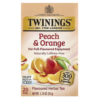 Twinings, 草本茶，桃子 + 橙子，无咖啡萃取，20 茶包，1.76 盎司（50 克）