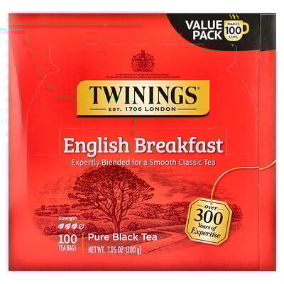 Twinings  Pure Black Tea  English Breakfast  100 Tea Bags  7.05 oz (200 g)