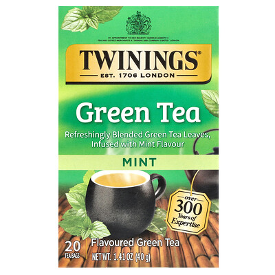 Twinings  Flavored Green Tea  Mint  20 Tea Bags  1.41 oz (40 g)