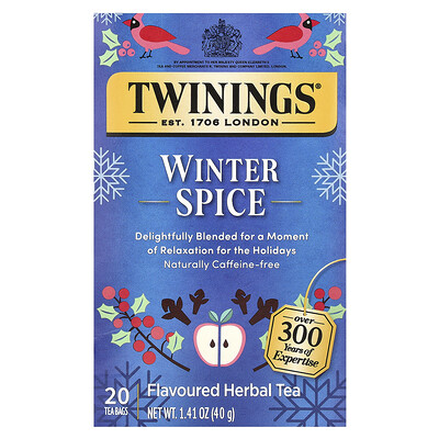 Twinings Flavored Herbal Tea Winter Spice Caffeine Free 20 Tea Bags 1.41 oz (40 g)