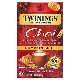 Twinings, 調味紅茶，印度茶，南瓜香辛料，20 茶包，1.41 盎司（40 克）