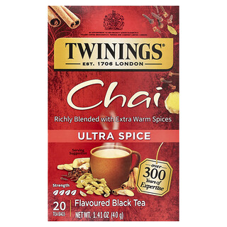 Twinings, Aromatizirani crni čaj, Chai, ultra začinjeni, 20 vrećica čaja, 40 g