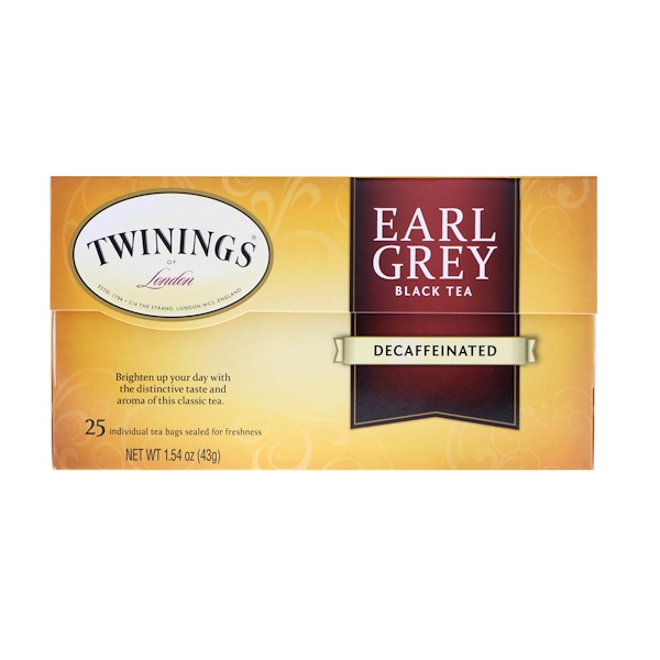 Twinings, Earl Grey, Black Tea, Decaffeinated, 25 Tea Bags, 1.54 oz (43