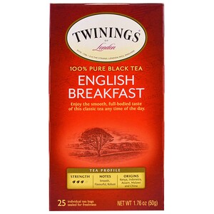 Отзывы о Твайнингс, English Breakfast Tea, 25 Individual Tea Bags, 1.76 oz (50 g)