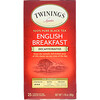 Twinings, ชาดำบริสุทธิ์ 100% อิงลิชเบรกฟาสต์ ปราศจากคาเฟอีน บรรจุ 25 ถุงชา ขนาด 1.76 ออนซ์ (50 ก.)