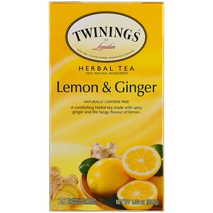 Отзывы о Твайнингс, Herbal Tea, Lemon & Ginger, Caffeine Free, 25 Tea Bags, 1.32 oz (37.5 g)