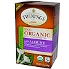 Twinings, 100% オーガニック ジャスミン入り緑茶, 20 ティーバッグ, 1.41 オンス (40 g)