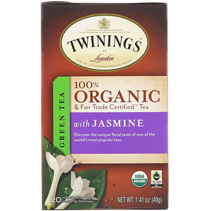Отзывы о Твайнингс, 100% Organic Green Tea with Jasmine, 20 Tea Bags, 1.41 oz (40 g)