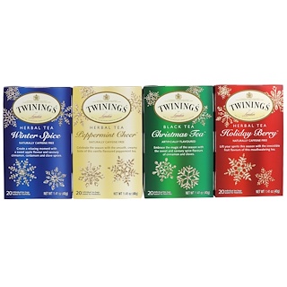 Twinings, Seasonal Tea Variety Pack, Special Edition, Holiday, 4 Boxes, 20 Tea Bags Each