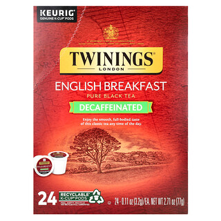 Twinings, 英国早餐茶，不含咖啡因，24杯，每杯0.11盎司(3.2克)