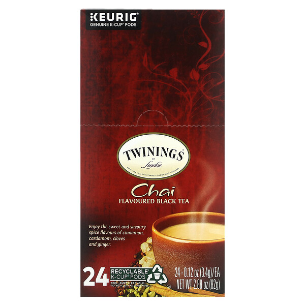 Twinings‏, Flavoured Black Tea, Chai, 24 K-Cups, 0.12 oz (3.4 g) Each