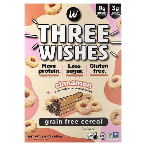 Three Wishes, Grain Free Cereal, Cinnamon, 8.6 oz (245 g)