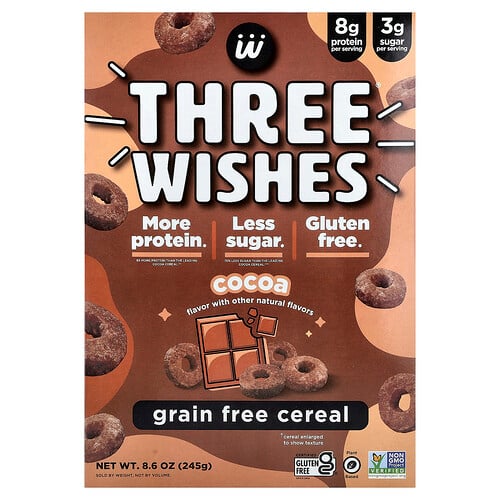Three Wishes Grain Free Cereal, Cocoa, 8.6 oz (245 g)