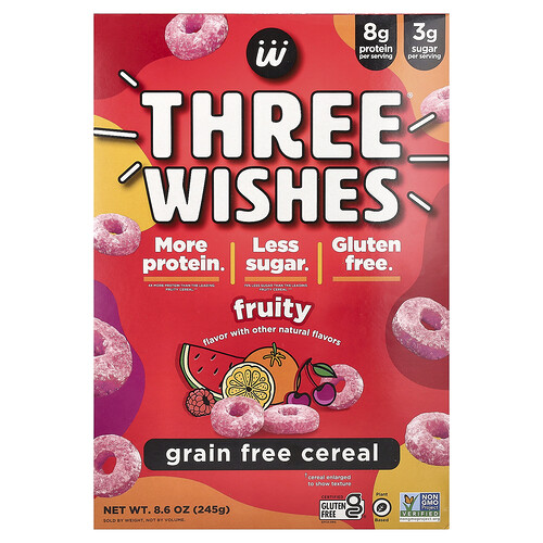 Three Wishes Grain Free Cereal, Fruity, 8.6 oz (245 g)