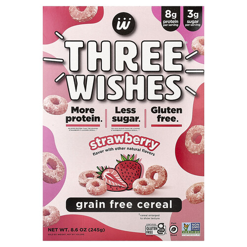 Three Wishes, Grain Free Cereal, Strawberry, 8.6 oz (245 g)