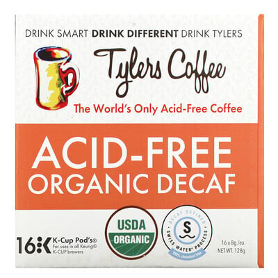 Tylers Coffees Бескислотный органический кофе без кофеина, капсулы на 16 тыс.