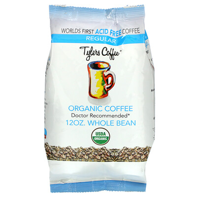 Tylers Coffees Органический кофе, обычный, цельные зерна, 12 унций