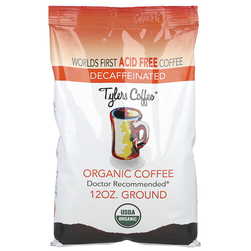 Tylers Coffees, Organic Coffee, Ground, Decaffeinated, 12 oz