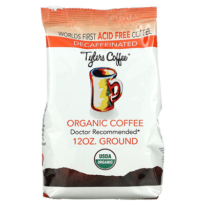 Tylers Coffees Органический кофе, без кофеина, молотый, 12 унций