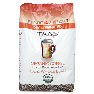 Tylers Coffees, Organic Coffee, Whole Bean, Decaffeinated, 340 g