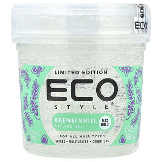 Eco Style, Gel Modelador, Fixação Máxima, Para Todos os Tipos de Cabelo, Óleo de Alecrim e Menta, 454 g (16 oz)