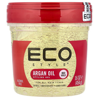 Eco Style, Gel para peinar, Fijación máxima, Para todo tipo de cabello, Aceite de argán, 454 g (16 oz)