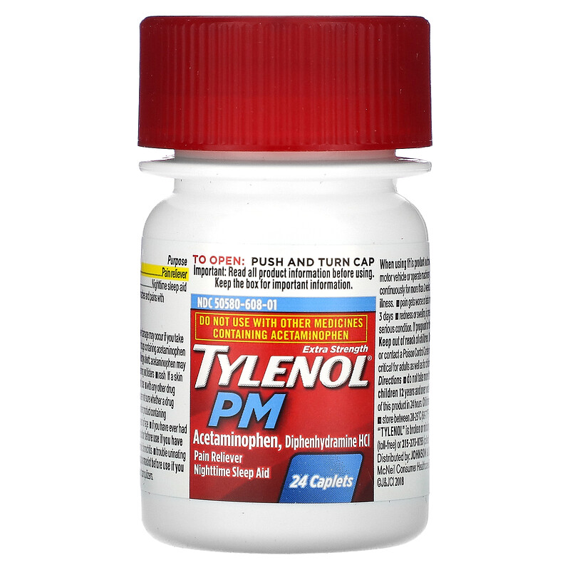 Tylenol, Extra Strength PM Acetaminophen, Pain Reliever, Nighttime