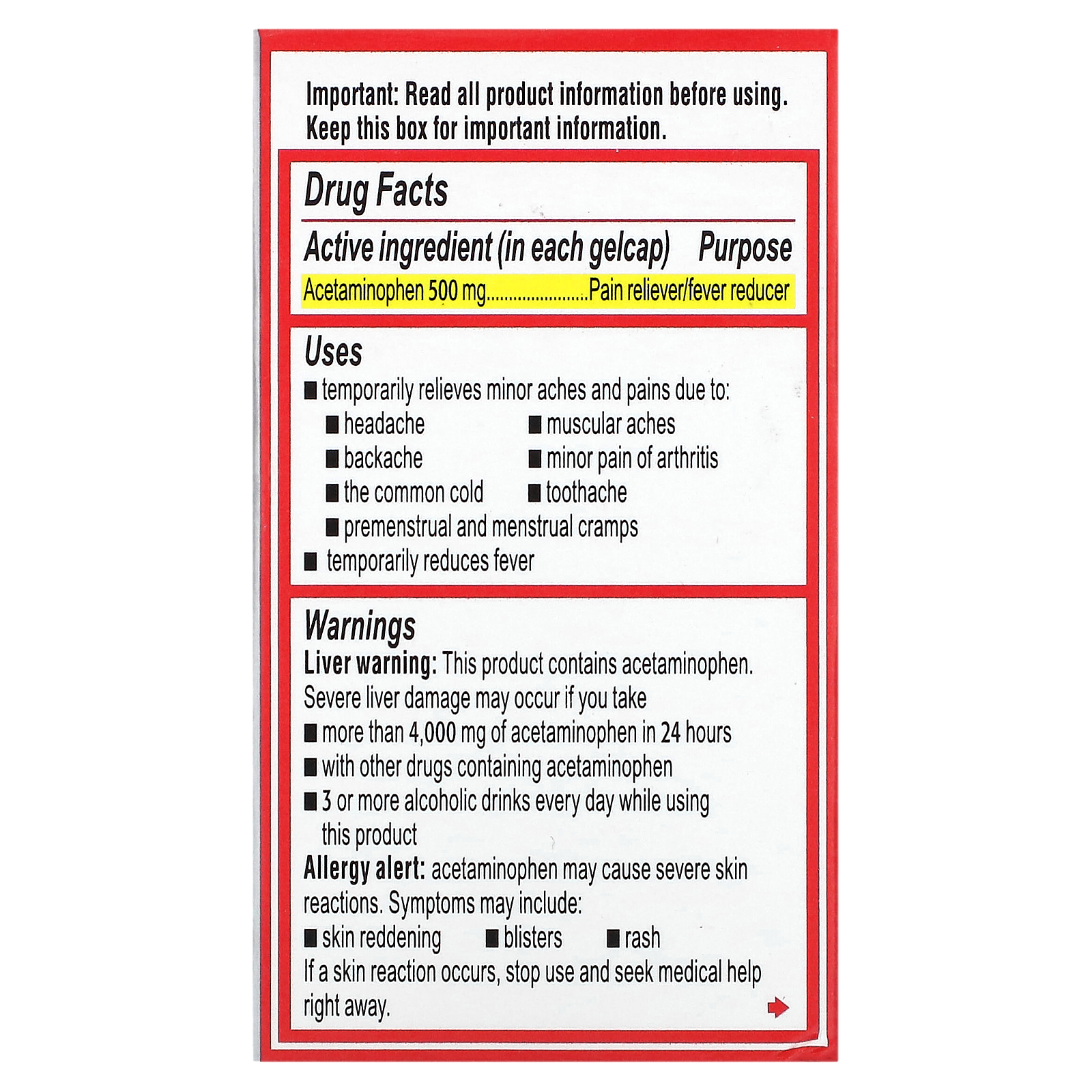Tylenol, Rapid Release Gels, Extra Strength Acetaminophen for Adults