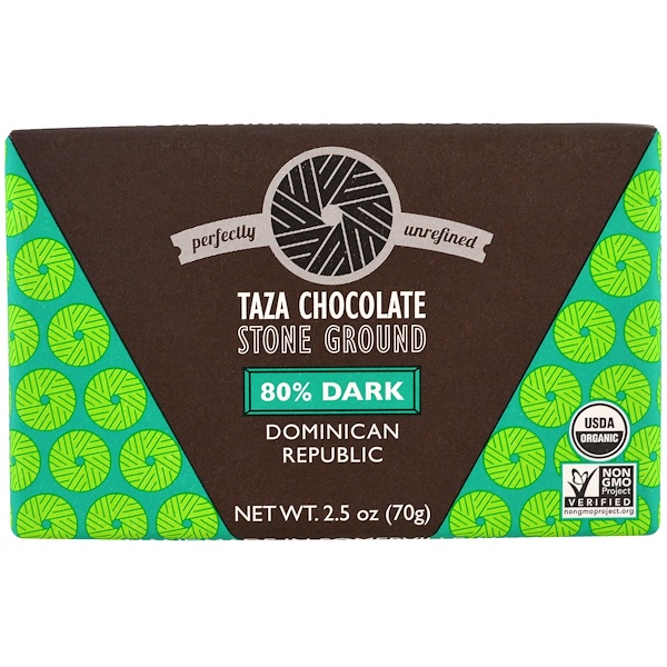 Taza Chocolate, Organic, 80% Dark Stone Ground Chocolate Bar, Dominican ...