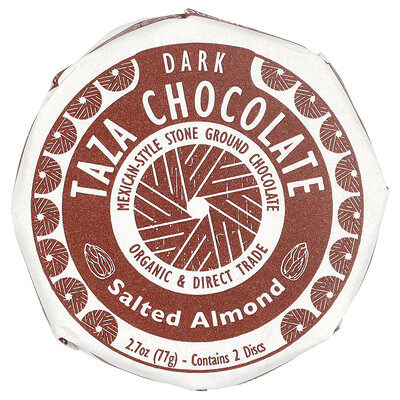 Taza Chocolate, Disco de chocolate negro, Almendras saladas, 2 discos, 77 g (2,7 oz)