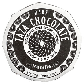 Taza Chocolate, 타자 다크 초콜릿, 바닐라, 디스크 2개, 77g(2.7oz)