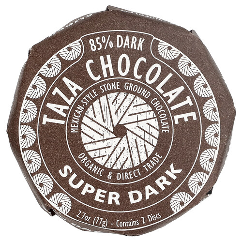 Taza Chocolate, Dark Chocolate Disc, Dunkle Schokolade, super dunkel, 2 Scheiben, 77 g (2,7 oz.)