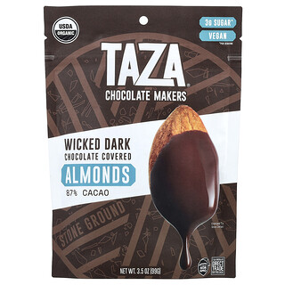 Taza Chocolate, migdale învelite în ciocolată neagră Wicked, 87 % cacao, 99 g (3,5 oz)