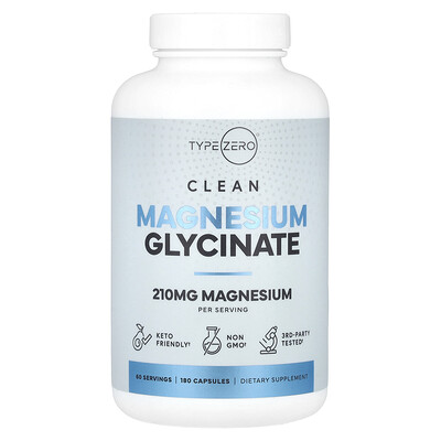 Product Image for TypeZero, Clean, Magnesium Glycinate, 180 Capsules (70 mg per Capsule)