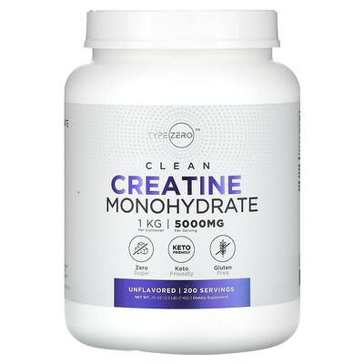 TypeZero  Clean  Creatine Monohydrate  Unflavored  5 000 mg  35 oz (1 kg)