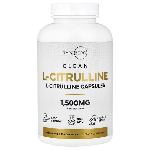TypeZero, Clean, L-Citrulline, L-Citrullin, 180 Kapseln (750 mg pro Kapsel)