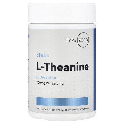 TypeZero, L-teanina, Clean, 200 mg, 200 cápsulas
