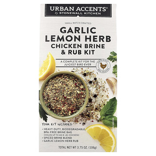Urban Accents, Tavuk Tuzlama ve Ovma Seti, Sarımsak Limon Otu, 3,75 oz (106 g)