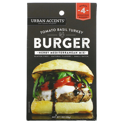 Urban Accents Бургер с томатами и базиликом, средиземноморская смесь трав, 28 г (1 унция)