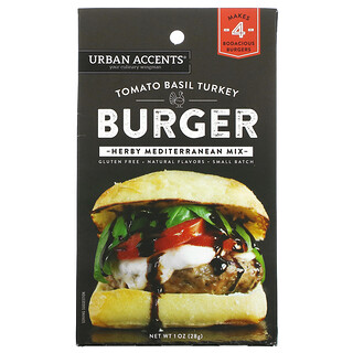 Urban Accents, 番茄罗勒火鸡汉堡，地中海风味香草混合料，1 盎司（28 克）