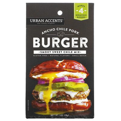 Urban Accents Ancho Chile Pork Burger, смесь Smoky Sweet Chile, 28 г (1 унция)