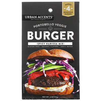 

Urban Accents, Portobello Veggie Burger Spicy Harissa Mix, 0.6 oz (17 g)