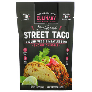 Urban Accents, Plant Based Street Taco, Ground Veggie Meatless Mix, Smokin' Chipotle, 3.4 oz (96 g)'